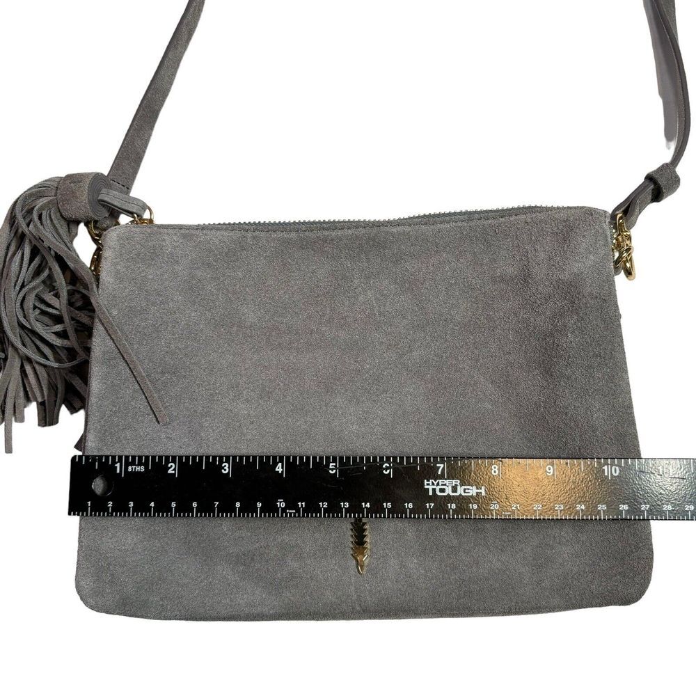 THACKER Gray Suede Crossbody Bag With Tassel‎ - Picture 6 of 8